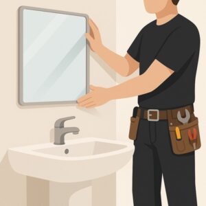 Install Over Sink Bathroom Mirror service for homeowners in Cardiff by Fit & Fix